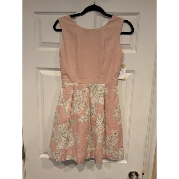 Anemonii Pink Fit & Flare Dress W/ Pleated Floral Skirt, Size Medium - Picture 1 of 5